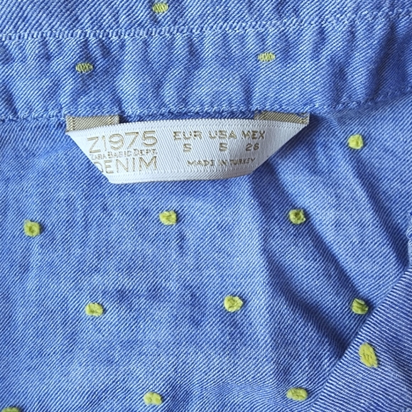 Zara blue embroidered midi sleeves shirt size S - Picture 3 of 6